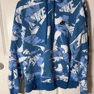Nike Blue and White Men's Sweater